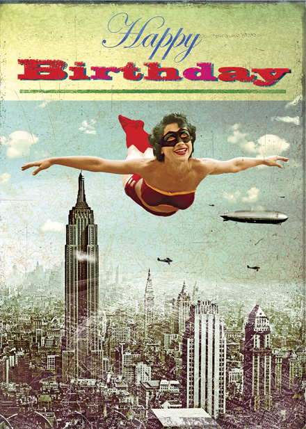 Happy Birthday Superhero Greeting Card by Max Hernn